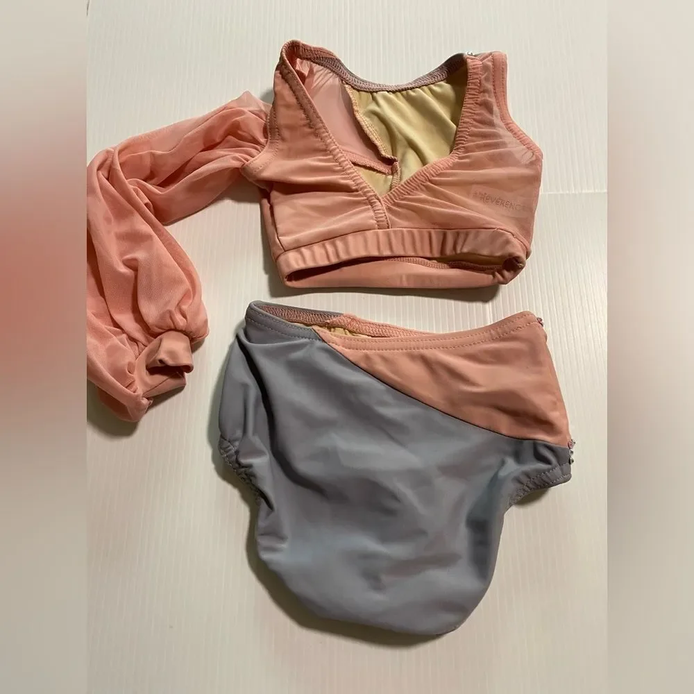 Reverence custom solo dance costume 2 piece pink contemporary lyrical YXS 4/5
